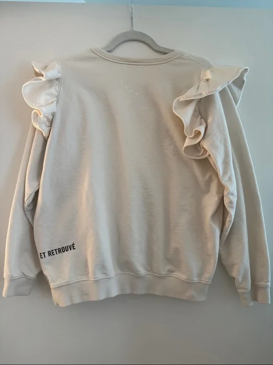 Clare V. Cream Ruffle-Shoulder Sweatshirt - Picture 6 of 11